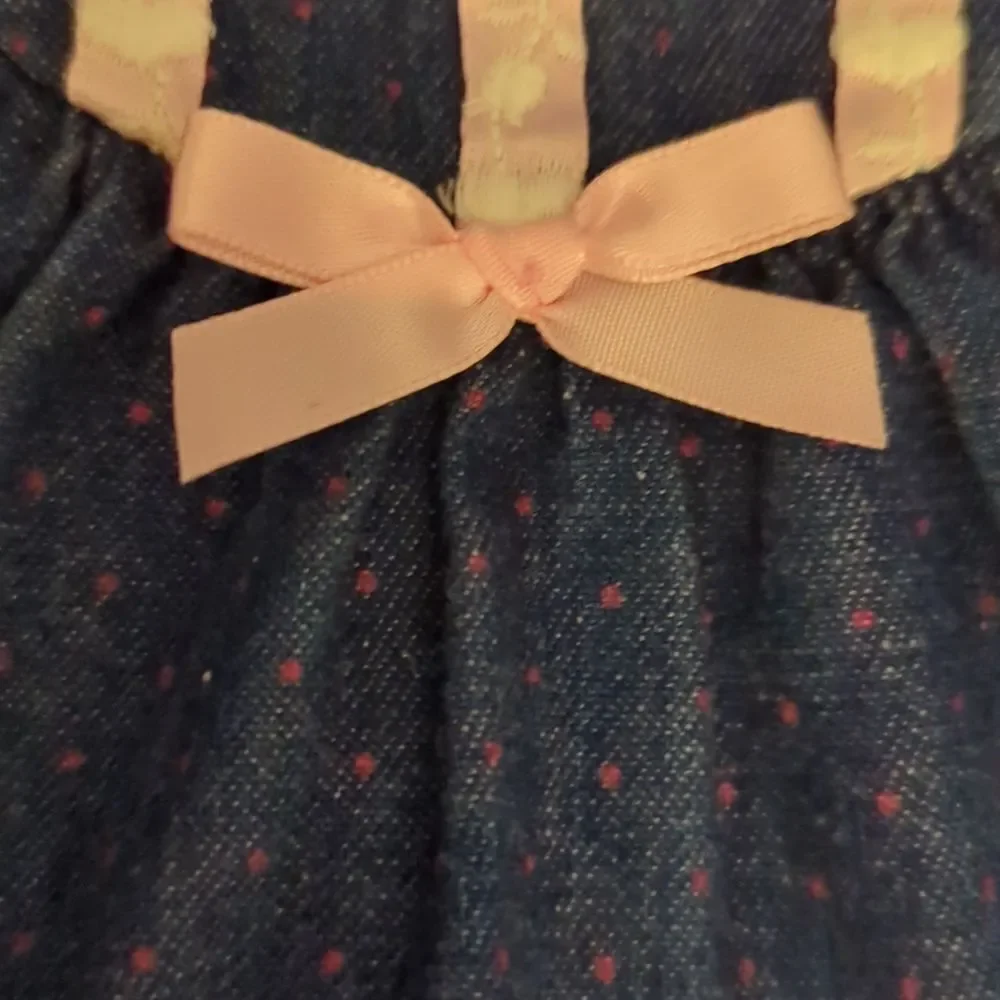 Vintage blue denim and lace dress‎